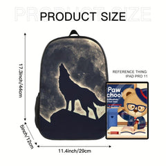 Wolf Pattern Backpack 3D Print Student Backpack Large Capacity Travel Bag