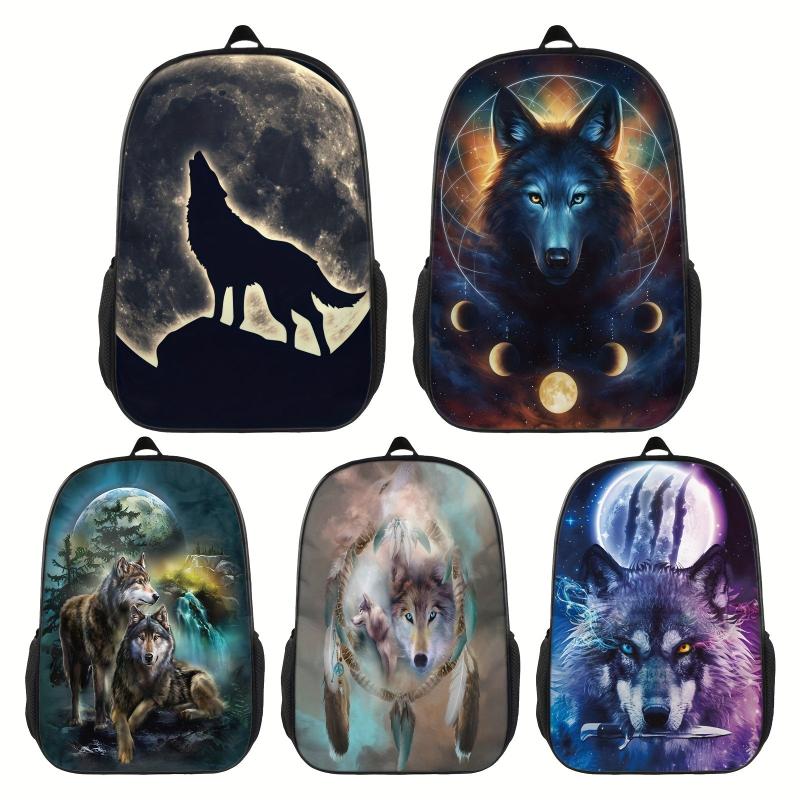 Wolf Pattern Backpack 3D Print Student Backpack Large Capacity Travel Bag