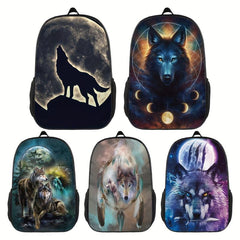 Wolf Pattern Backpack 3D Print Student Backpack Large Capacity Travel Bag
