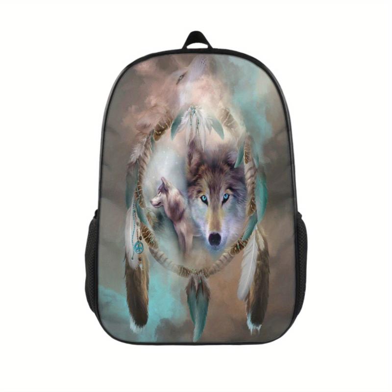 Wolf Pattern Backpack 3D Print Student Backpack Large Capacity Travel Bag
