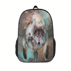 Wolf Pattern Backpack 3D Print Student Backpack Large Capacity Travel Bag
