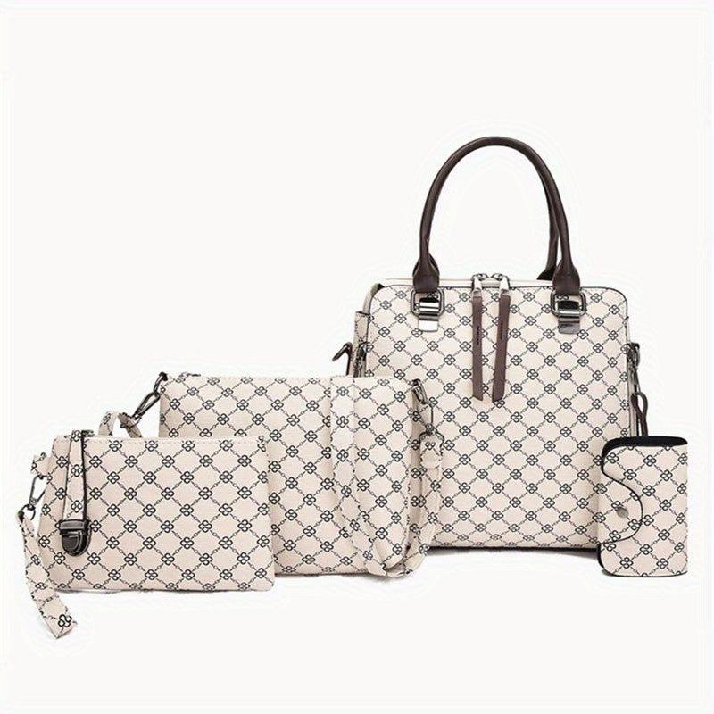4pcs Printed Handbag Shoulder Bag Messenger Bag And Small Purse Wall