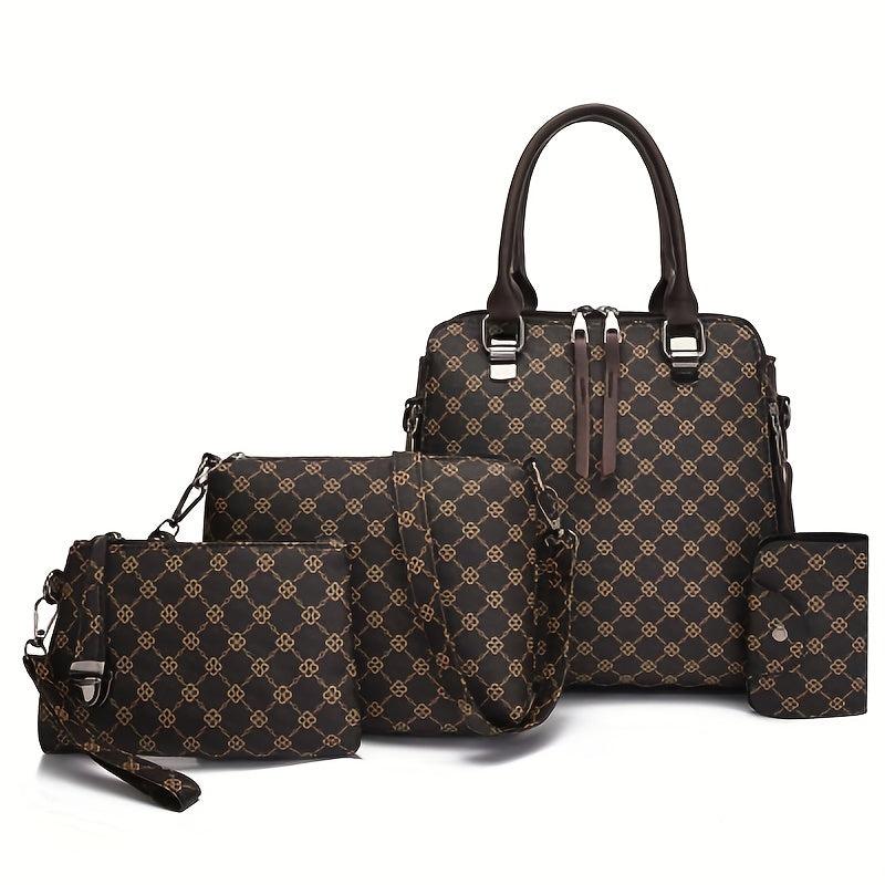 4pcs Printed Handbag Shoulder Bag Messenger Bag And Small Purse Wall