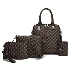 4pcs Printed Handbag Shoulder Bag Messenger Bag And Small Purse Wall
