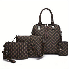 4pcs Printed Handbag Shoulder Bag Messenger Bag And Small Purse Wall