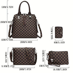 4pcs Printed Handbag Shoulder Bag Messenger Bag And Small Purse Wall