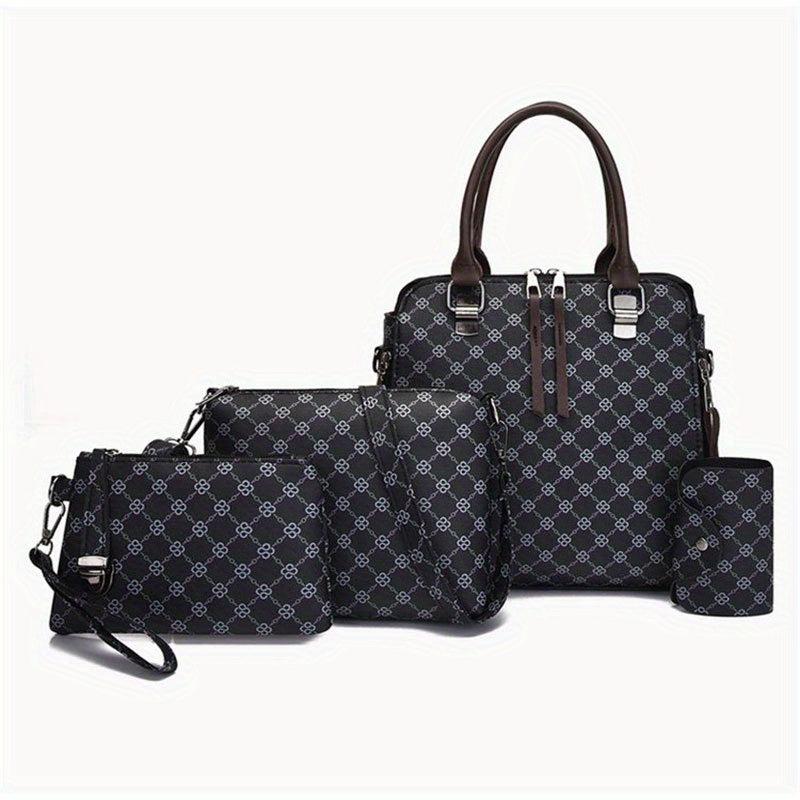 4pcs Printed Handbag Shoulder Bag Messenger Bag And Small Purse Wall
