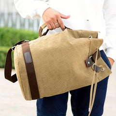 Men's Canvas Backpack Large Capacity Travel Bag Bucket Bag Outdoor Bag