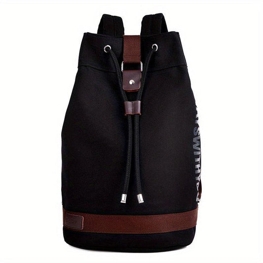 Men's Canvas Backpack Large Capacity Travel Bag Bucket Bag Outdoor Bag