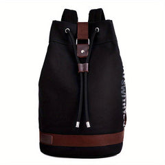 Men's Canvas Backpack Large Capacity Travel Bag Bucket Bag Outdoor Bag