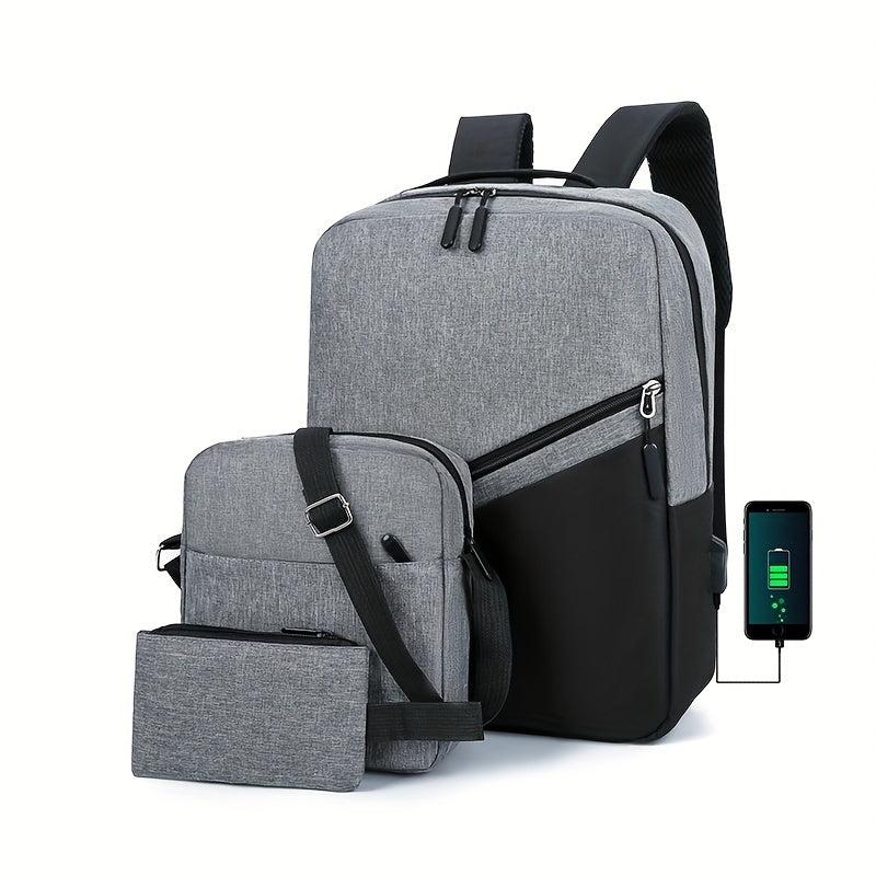 Men's Large Capacity Backpack Business Travel Bag Set