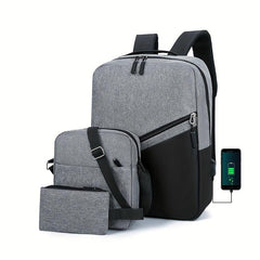 Men's Large Capacity Backpack Business Travel Bag Set