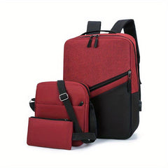 Men's Large Capacity Backpack Business Travel Bag Set