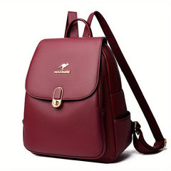 Casual Solid Women's Backpack Large Capacity PU Leather Bag