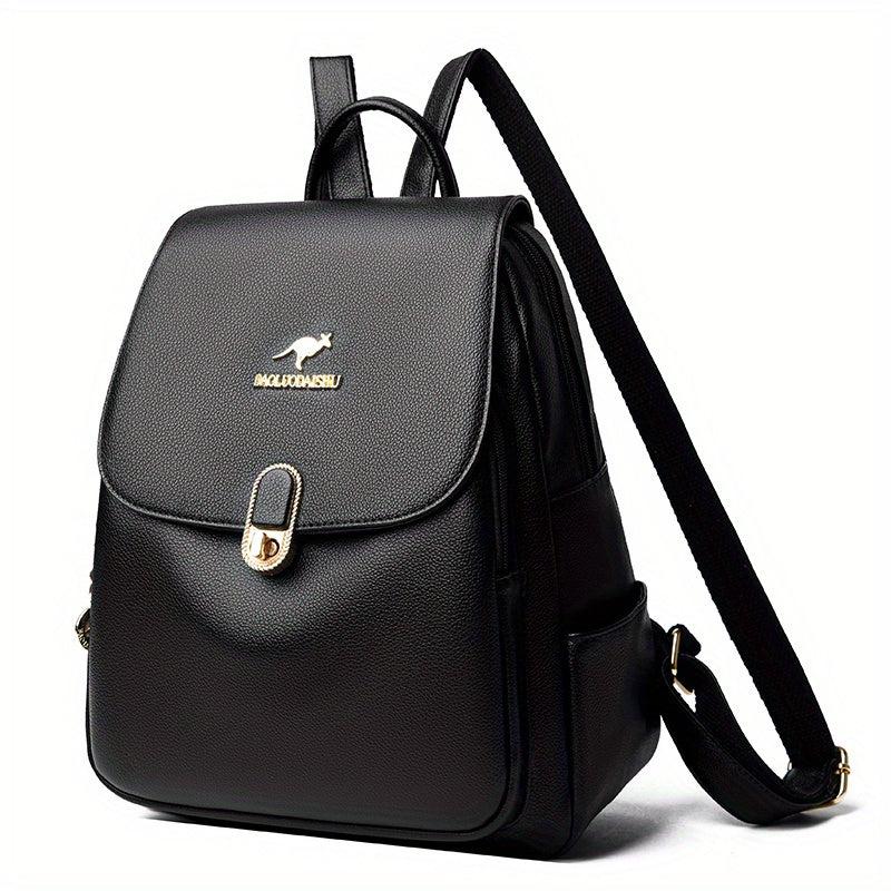 Casual Solid Women's Backpack Large Capacity PU Leather Bag