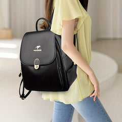 Casual Solid Women's Backpack Large Capacity PU Leather Bag