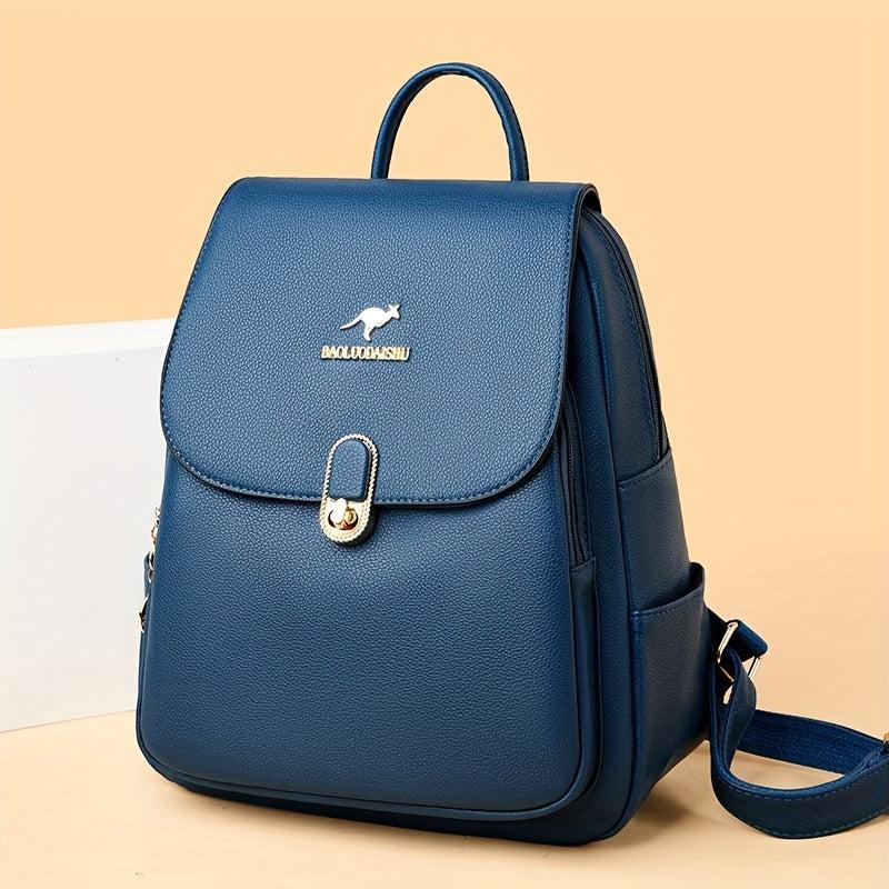 Casual Solid Women's Backpack Large Capacity PU Leather Bag