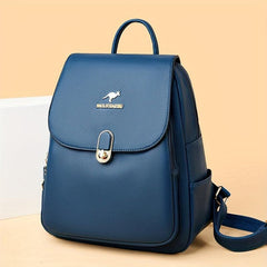 Casual Solid Women's Backpack Large Capacity PU Leather Bag