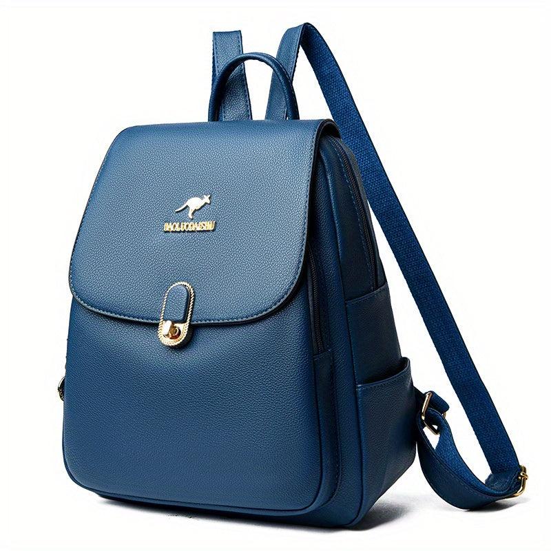 Casual Solid Women's Backpack Large Capacity PU Leather Bag
