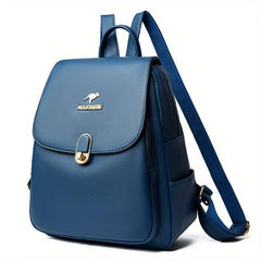 Casual Solid Women's Backpack Large Capacity PU Leather Bag