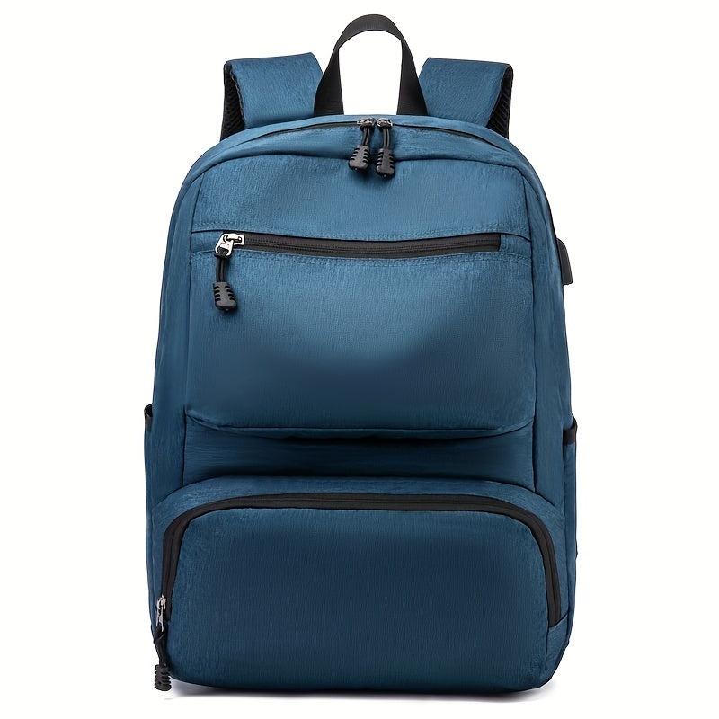 Men's Casual Large Capacity Backpack School Bag With USB Charging Port