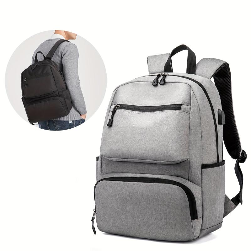 Men's Casual Large Capacity Backpack School Bag With USB Charging Port