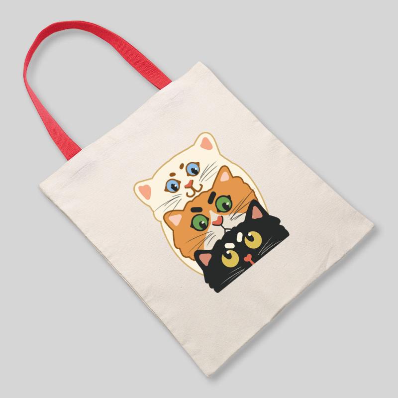 Cat Pattern Shoulder Bag Eco-Friendly Shopping Tote