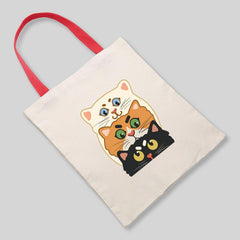 Cat Pattern Shoulder Bag Eco-Friendly Shopping Tote