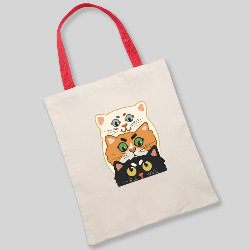 Cat Pattern Shoulder Bag Eco-Friendly Shopping Tote