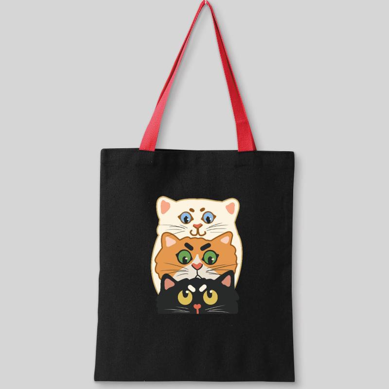 Cat Pattern Shoulder Bag Eco-Friendly Shopping Tote