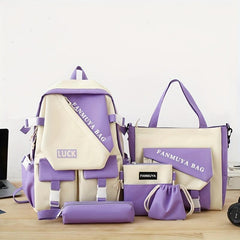 5pcs Backpack Crossbody Bag Handbag Set with Pen Bag