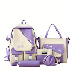 5pcs Backpack Crossbody Bag Handbag Set with Pen Bag