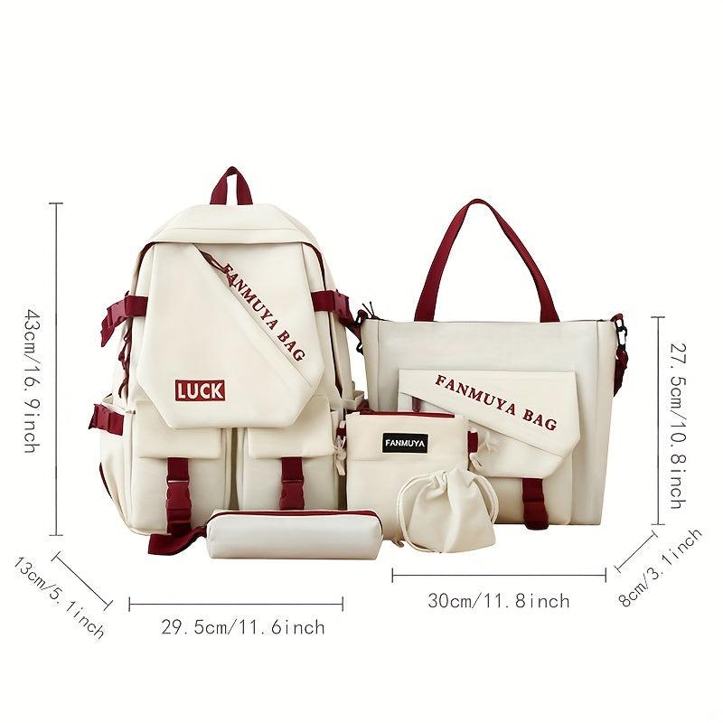 5pcs Backpack Crossbody Bag Handbag Set with Pen Bag