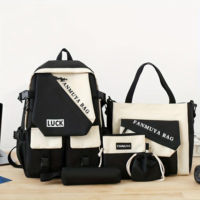 5pcs Backpack Crossbody Bag Handbag Set with Pen Bag