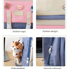 5pcs Backpack Crossbody Bag Set with Squirrel Pendant