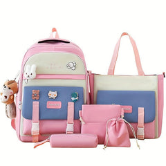 5pcs Backpack Crossbody Bag Set with Squirrel Pendant