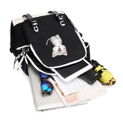 Cartoon Cat Printed USB Backpack