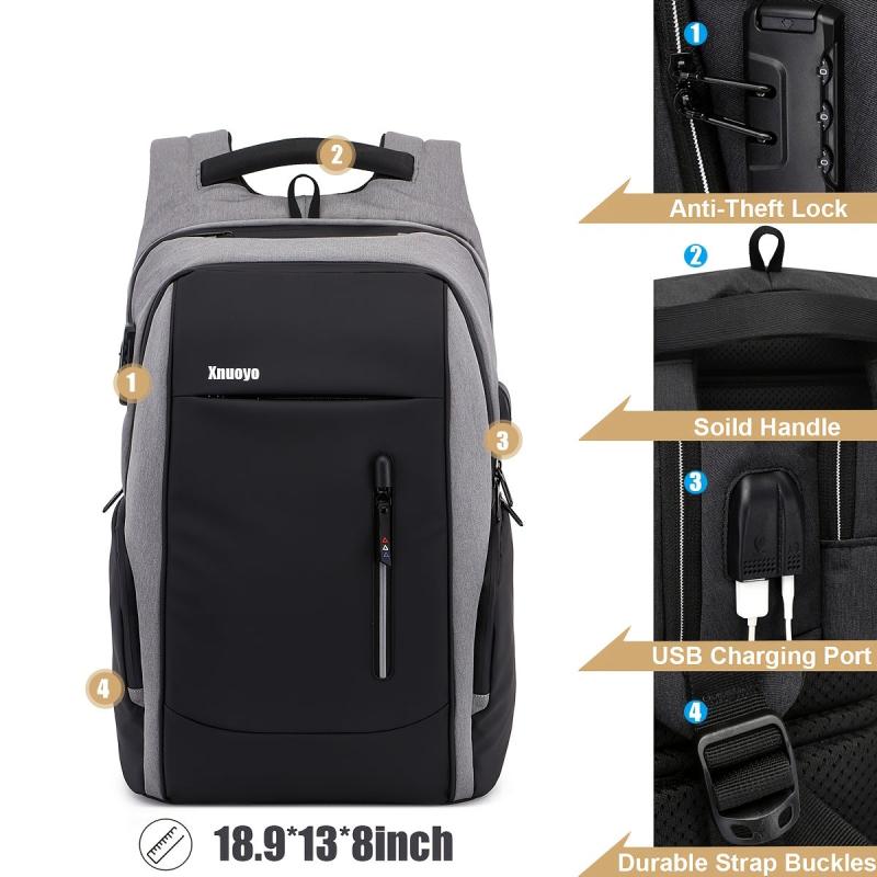 Casual Travel Backpack USB Charging Laptop Bag Water Resistant