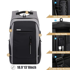 Casual Travel Backpack USB Charging Laptop Bag Water Resistant