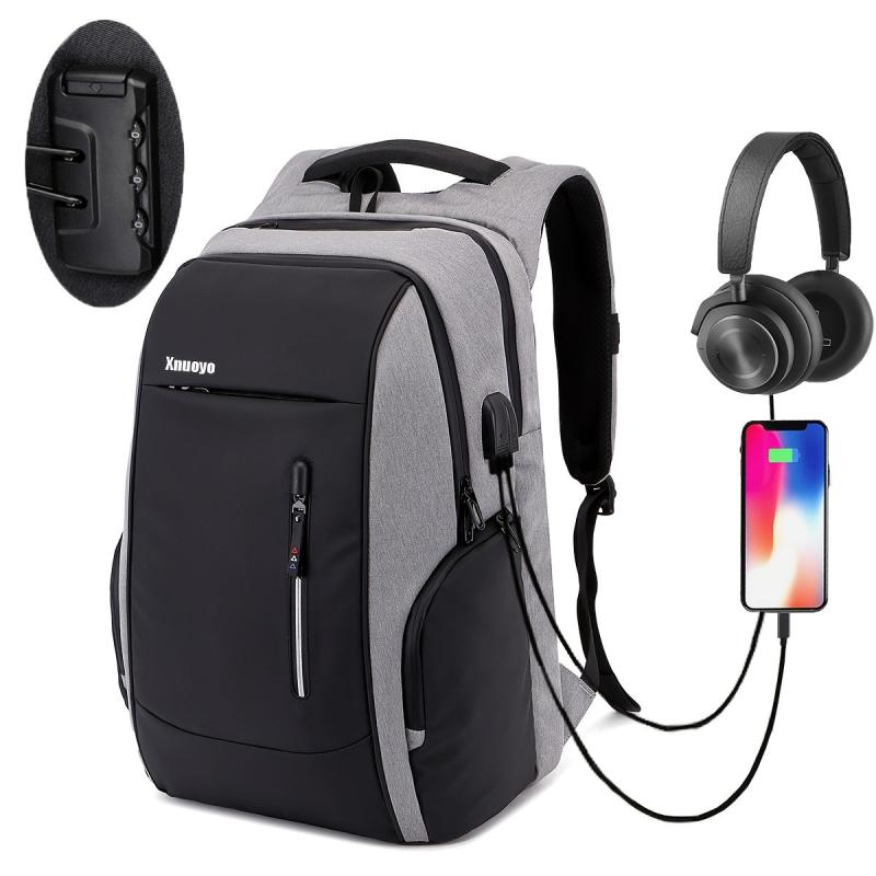 Casual Travel Backpack USB Charging Laptop Bag Water Resistant