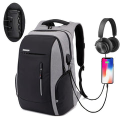 Casual Travel Backpack USB Charging Laptop Bag Water Resistant