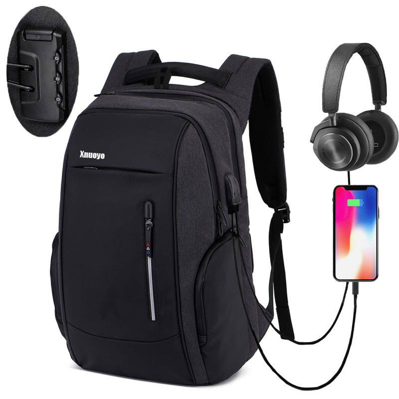 Casual Travel Backpack USB Charging Laptop Bag Water Resistant