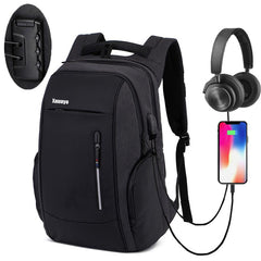 Casual Travel Backpack USB Charging Laptop Bag Water Resistant