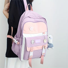 Casual Large Capacity Block Backpack Travel School Bag