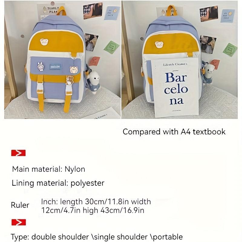 Casual Large Capacity Block Backpack Travel School Bag