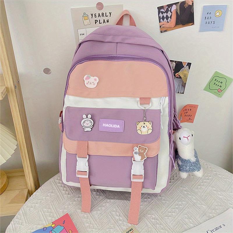 Casual Large Capacity Block Backpack Travel School Bag