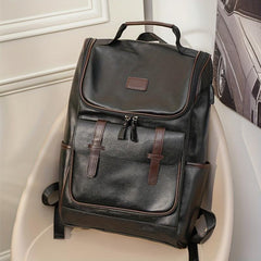 USB Charging PU Leather Backpack Outdoor School Bag