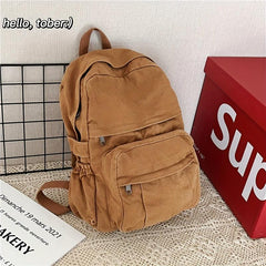 Large Capacity Canvas Backpack Vintage Distressed Shoulder Bag