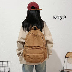 Large Capacity Canvas Backpack Vintage Distressed Shoulder Bag