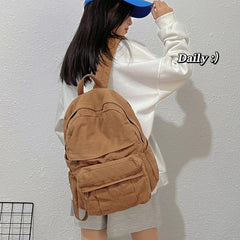 Large Capacity Canvas Backpack Vintage Distressed Shoulder Bag
